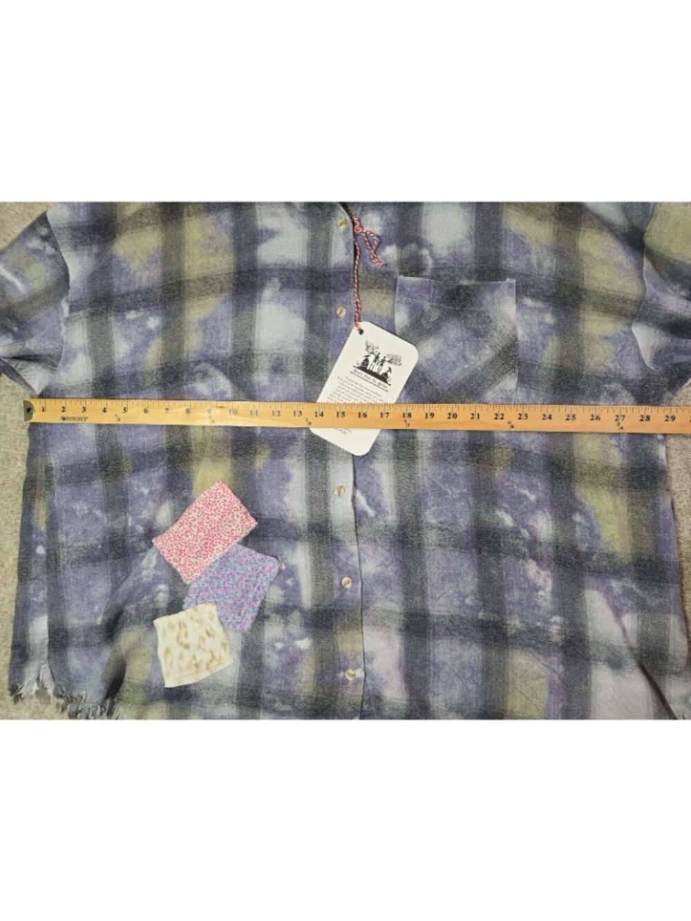 OOAK Upcycled Flannel Shacket Shirt Be Kind Sunflower Patch Oversized Women's 1X - Picture 10 of 13